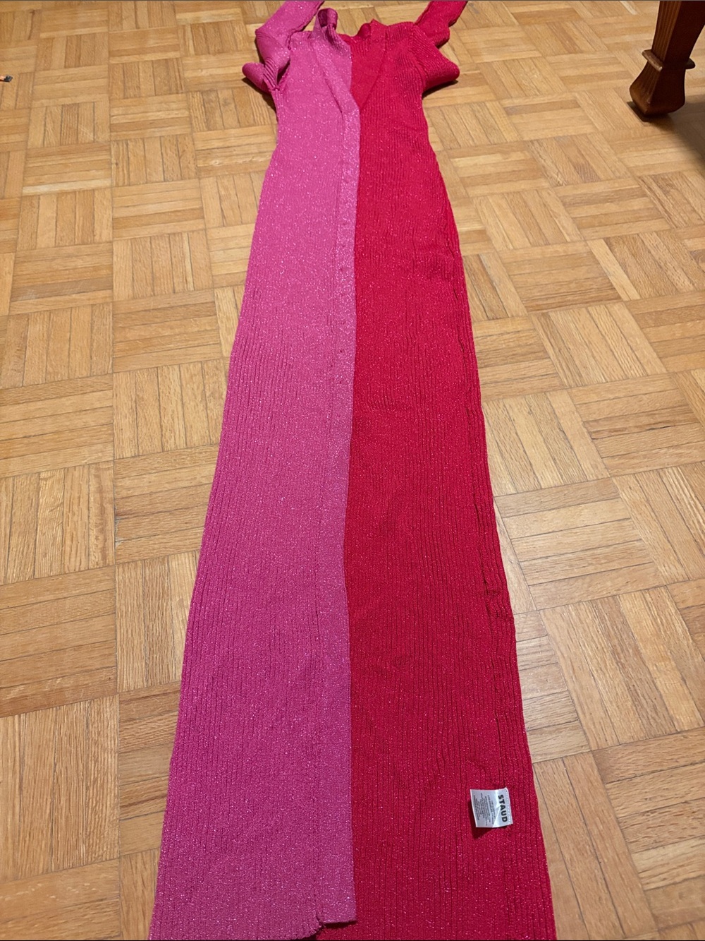 Staud Two-Tone Pink & Fuchsia Long Button-Front Knit Dress - Picture 8 of 13
